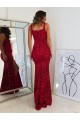 Online Square Neck Sleeveless Long Velvet Sequin Prom Dress with Slit UK