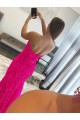 Online Strapless Sleeveless Long Sweep Train Velvet Sequin Prom Dress with Side Slit UK