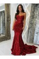 Online Sweetheart Sleeveless Long Court Train Velvet Sequin Prom Dress UK