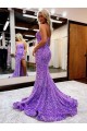 Online A-Line Sweetheart Sleeveless Long Velvet Sequin Prom Dress with Slit UK
