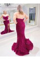 Online Long Sweetheart Sleeveless Sweep Train Velvet Sequin Prom Dress with Slit UK