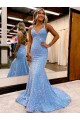 Online Criss Cross Open Back V-Neck Sleeveless Long Velvet Sequin Prom Dress UK