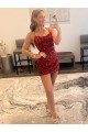 Online Spaghetti Straps Criss Cross Back Sleeveless Short Velvet Sequin Prom Dress UK