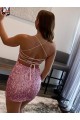 Online Spaghetti Straps Sleeveless Short Velvet Sequin Prom Dress UK