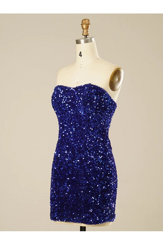 Online Short Sweetheart Velvet Sequin Prom Dress UK