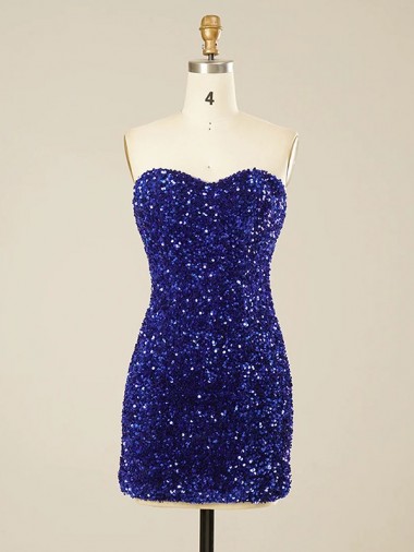 Online Short Sweetheart Velvet Sequin Prom Dress UK
