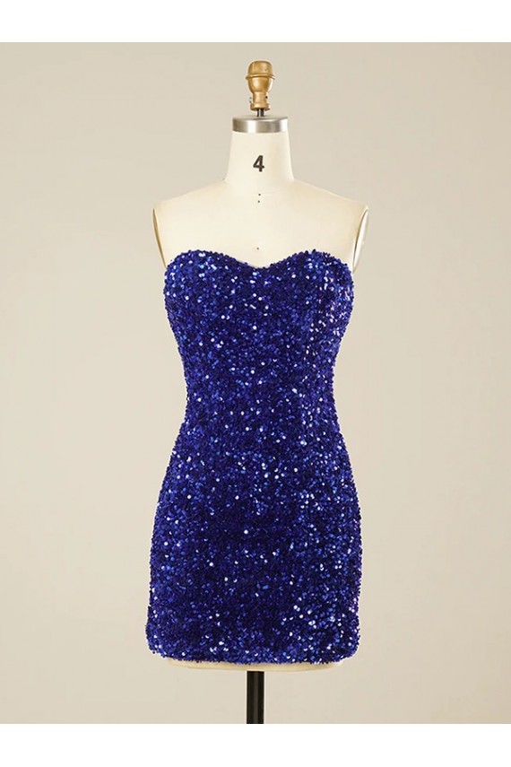 Online Short Sweetheart Velvet Sequin Prom Dress UK