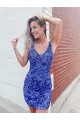 Online Short Velvet Sequin V-Neck Sleeveless Prom Dress UK
