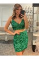 Online V-Neck Sleeveless Short Velvet Sequin Prom Cocktail Dress UK