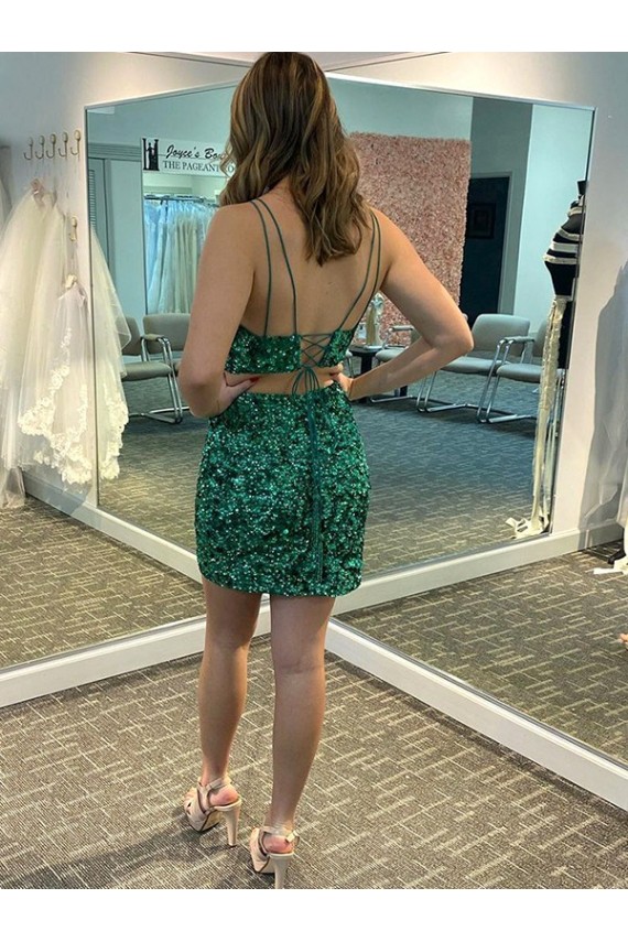 Online V-Neck Sleeveless Short Velvet Sequin Prom Cocktail Dress UK