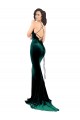 Online High Neck Formal Stretch Velvet Bridesmaid Dress / Prom Dress with Black Lace Embroidery UK