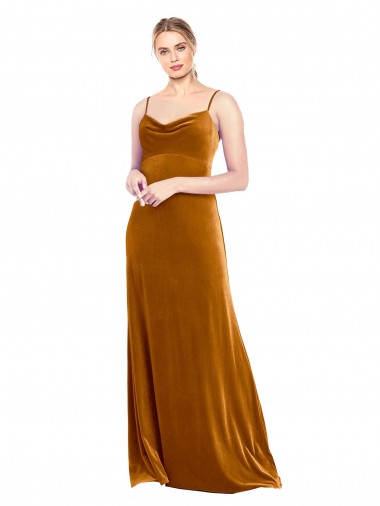 Online Long Velvet Cowl Neck Slip Bridesmaid Dress / Prom Dress UK