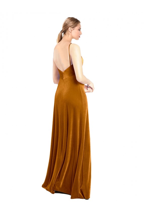 Online Long Velvet Cowl Neck Slip Bridesmaid Dress / Prom Dress UK