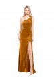 Online Sleek One Shoulder Long Formal Velvet Bridesmaid Dress / Prom Dress UK