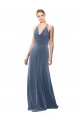 Online Halter Cowl Neck Long A-Line Velvet Bridesmaid Dress / Prom Dress with Keyhole Back UK