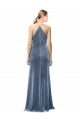 Online Halter Cowl Neck Long A-Line Velvet Bridesmaid Dress / Prom Dress with Keyhole Back UK