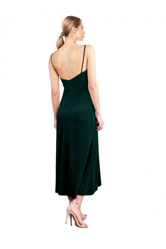 Online Midi Cocktail Length Cowl Neck Velvet Slip Bridesmaid Dress / Prom Dress UK