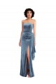 Online Strapless Formal Velvet Maxi Bridesmaid Dress / Prom Dress with Draped Skirt UK