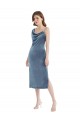 Online Midi Length Asymmetrical One Shoulder Velvet Slip Bridesmaid Dress / Prom Dress UK