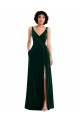 Online Floor Length Velvet Maxi Bridesmaid Dress / Prom Dress with Shirred Bodice and Front Slit UK