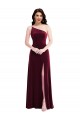Online One Shoulder Spaghetti Strap Velvet Maxi Bridesmaid Dress / Prom Dress with Pockets UK