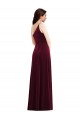Online One Shoulder Spaghetti Strap Velvet Maxi Bridesmaid Dress / Prom Dress with Pockets UK