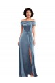 Online Draped Cuff Off the Shoulder Velvet Maxi Bridesmaid Dress / Prom Dress with Pockets UK