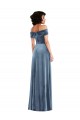 Online Draped Cuff Off the Shoulder Velvet Maxi Bridesmaid Dress / Prom Dress with Pockets UK