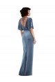 Online Flutter Sleeve Open Back Velvet Maxi Bridesmaid Dress / Prom Dress with Pockets & Draped Wrap Skirt Pockets UK