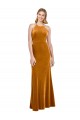 Online Halter Neckline Long Full Length Formal Velvet Bridesmaid Dress / Prom Dress with Strappy Back UK