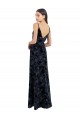 Online Floral Velvet Surplice V-Neck Long Bridesmaid Dress with V-Back UK