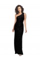 Online One Shoulder Long Sheath Sleeveless Floral Velvet Bridesmaid Dress UK