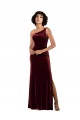 Online Formal One Shoulder Floor-Length Velvet Bridesmaid Dress / Prom Dress UK