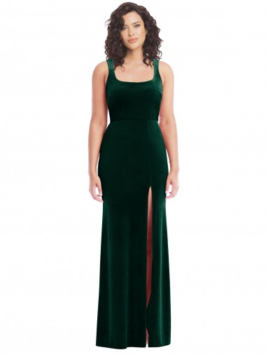 Online Square Neck Long Velvet Maxi Bridesmaid Dress / Prom Dress UK