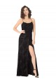Online Floral Velvet Cowl Neck Bridesmaid Dress with Skirt Slit UK