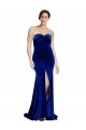Online Strapless Ruched Formal Velvet Bridesmaid Dress / Prom Dress with Sweep Train and Front Slit UK