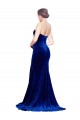 Online Strapless Ruched Formal Velvet Bridesmaid Dress / Prom Dress with Sweep Train and Front Slit UK