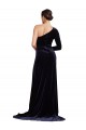 Online One Sleeve Long Formal Velvet Bridesmaid Dress / Prom Dress with Thigh High Split UK