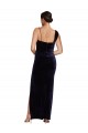 Online Long Formal Velvet Bridesmaid Dress / Prom Dress with Side Thigh Split and Shoulder Tie UK
