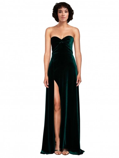 Online Sweetheart Fluid Velvet Bridesmaid Dress / Prom Dress with High Split UK